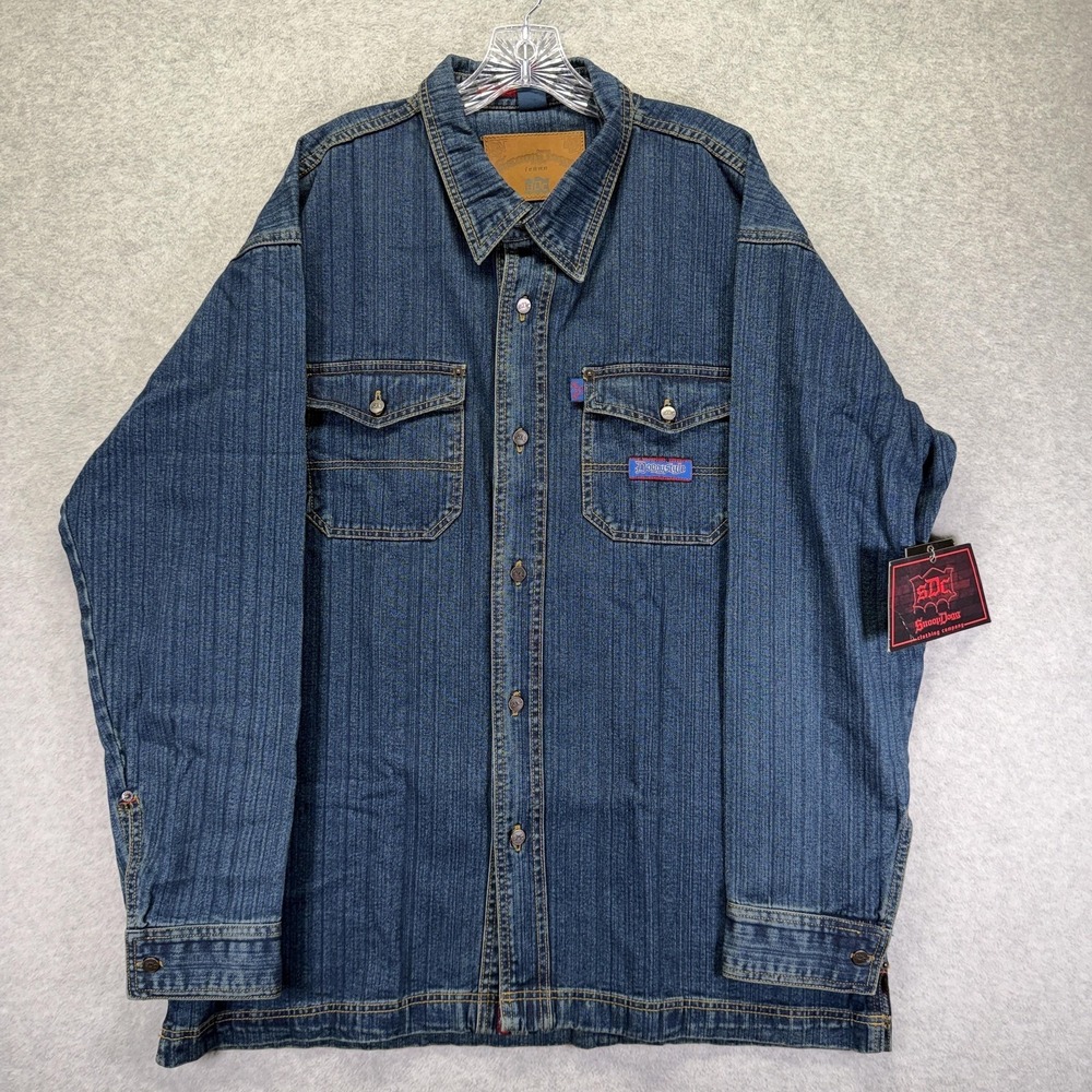 Snoop Dogg Jacket Mens 2XL Blue Denim Bomber Embroidered Back Hip Hop 138 SDC